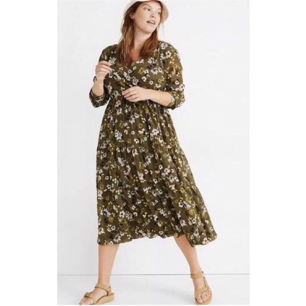 NWT Madewell Cinch Waist Cinch-waist Tiered Midi Dress in Wildblooms Floral Boho